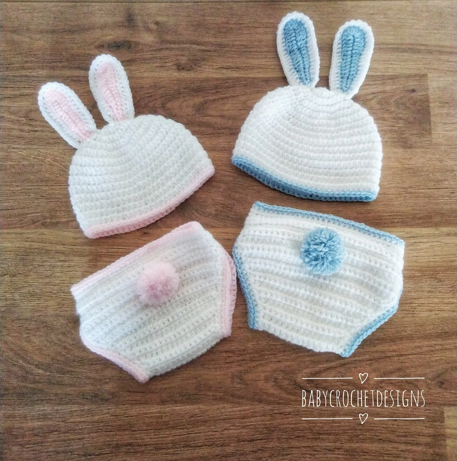 free bunny diaper nappy and hat set crochet pattern Baby Crochet
